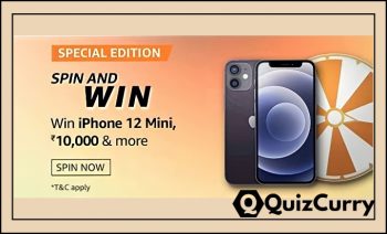 Amazon Spin And Win Quiz Answers- Win iPhone 12 Mini
