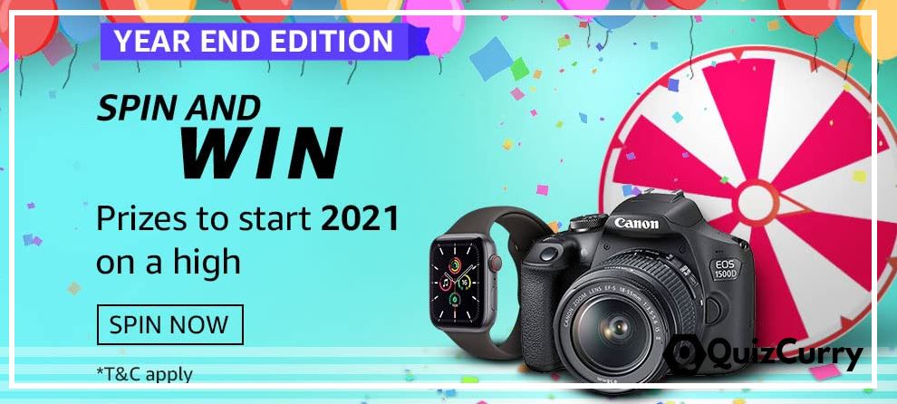 Amazon Year End Edition Spin and Win Quiz Answers