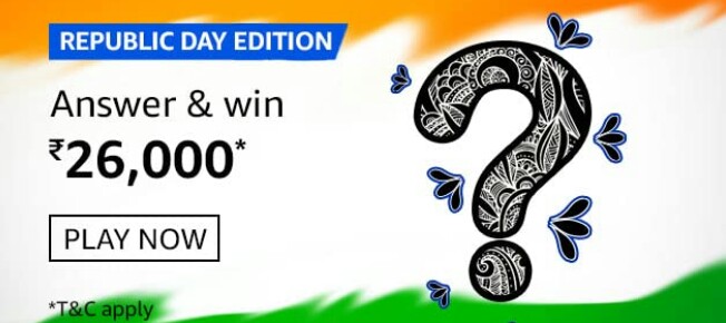 Amazon Republic Day Edition Quiz Answers Win Rs. 26000 Pay Balance