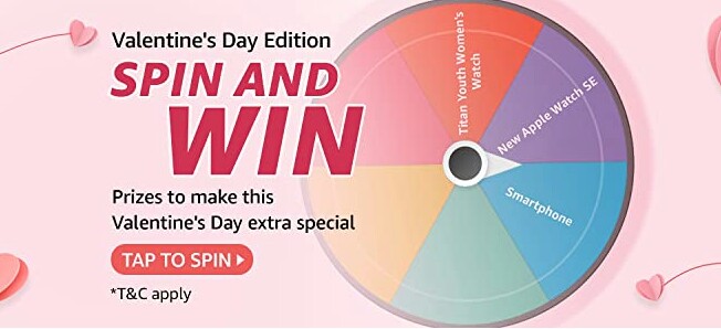 Amazon Valentine's Day Edition Spin and Win Quiz Answers